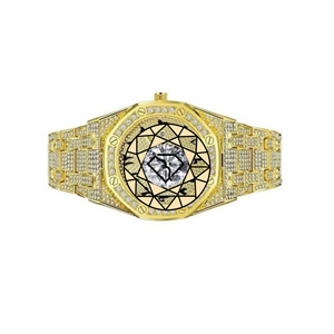 Reloj de Cuarzo Analógico Octogonal en Oro Amarillo con Esfera de Diamantes de Laboratorio, Cierre de Mariposa, Caja de Cristal de Zafiro - Product Image 4