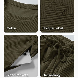 Conjunto de Sudadera y Pantalones de Chándal de Forro Polar Grueso para Hombre, 2 Piezas, con Capucha y Cuello Redondo, Tallas Grandes, Estampado - Product Image 5