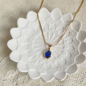 สร้อยคอจี้แซฟไฟร์ พลอยประจำเดือนกันยายน เงินแท้ 925 ชุบทอง 14K เครื่องประดับพลอยสีน้ำเงินสุดหรู เป็นของขวัญ - Product Image 1