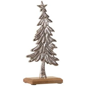 Figurine de sapin de Noël en métal faite à la main par le fabricant, finition dorée texturée sur socle en marbre blanc, centre de table pour les fêtes - Product Image 4