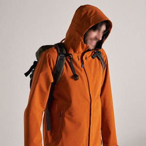 Chaqueta Impermeable con Capucha para Hombre, Ropa Casual para Exteriores, Exterior de Poliéster, Cierre de Cremallera, Estilo Otoñal, Naranja - Product Image 5