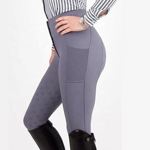 Women Equestrian Breeches <b>Button</b> Silicone Grip Riding Jodhpurs High Rise Slim Fit Stretch Bicast Leather Machine Washable - Product Image 2