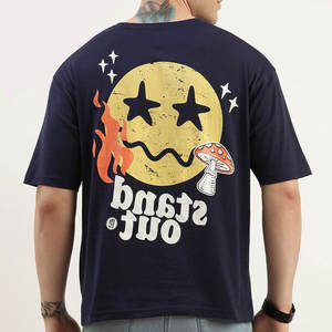 T-shirts décontractés surdimensionnés pour hommes de qualité supérieure, streetwear personnalisé, 100% coton, col rond, imprimé sérigraphié avec motif de lettres, manches courtes - Product Image 2