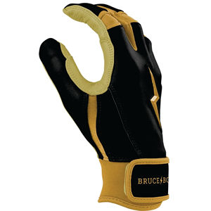 Guantes de Bateo Bruce-Bolt Negros y Amarillos, Cuero Cabretta, Duraderos, Ligeros, Cómodos, Cierre de Gancho y Bucle, Puño Corto, Unisex - Product Image 3