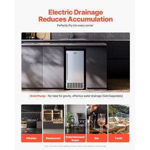 เครื่องทำน้ำแข็งแบบตั้งพื้นสแตนเลส ขนาด 80 ปอนด์/วัน พร้อมประตูแบบย้อนกลับได้ ติดตั้งใต้เคาน์เตอร์ได้ - Product Image 6