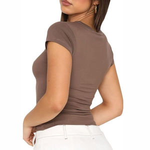 Camiseta Corta de Algodón para Mujer, Moda de Verano, Manga Corta, Corte Ajustado, Ropa Casual, Fabricante, Precio Económico, Venta al Por Mayor OEM - Product Image 4