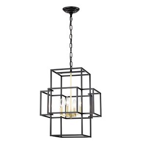 Lampadario a Sospensione Industriale Stile Fattoria con 4 Luci Regolabili in Altezza, Lanterna in Metallo per Sala da Pranzo - Product Image 1