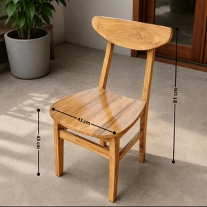 Chaise de salle à manger moderne en teck massif, design scandinave, pieds coniques, revêtement en cuir PU durable et confortable, stable - Product Image 2