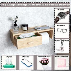 Porte-papier toilette en <span class=keywords><strong>bambou</strong></span> de qualité supérieure avec étagère supérieure multi-usages - Product Image 2
