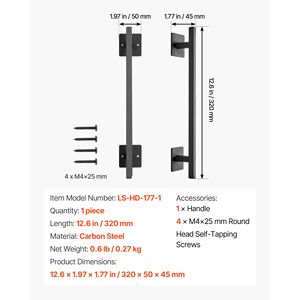 Maniglia per Porta Rustica in Stile Fienile 12.6, Maniglia per Cancello Esterno in Acciaio al Carbonio Resistente con Rivestimento Antiruggine, Facile da Installare - Product Image 5