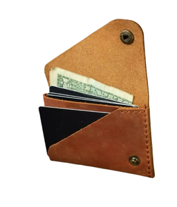 Porte-cartes et porte-monnaie vintage en cuir véritable artisanal Artha WT23c, motif bonbon, fermeture ouverte, doublure en polyester, unisexe - Product Image 3