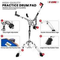 Set de 5 pads de práctica de batería de 12 pulgadas con soporte para tambor de caja, kit de batería silencioso de doble cara