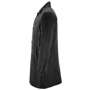 Custom 100% Genuine Napa Leather Long Coat <b>Men's</b> Classic <b>Black</b> Leather <b>Overcoat</b> Premium Winter Leather Jacket OEM ODM Wholesale - Product Image 2