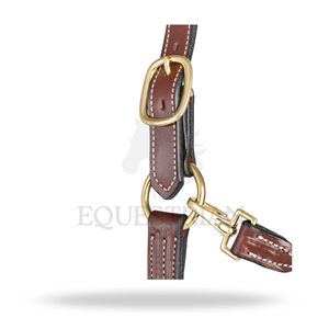 Harnais classique en cuir pour cheval, réglable, avec ferrures en laiton, collier équestre durable - Product Image 4