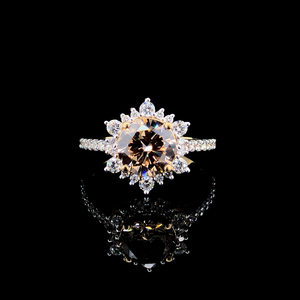 Anillo de diamante cultivado en laboratorio de corte redondo premium, banda de oro amarillo macizo de 14k con pulido brillante, anillo de compromiso de 1 quilate, joyería fina. - Product Image 1