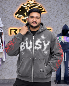 Sweat-shirt à capuche zippé unisexe personnalisé avec motif graphique et détails en strass, vêtements de sport décontractés, streetwear, vêtements de mode OEM - Product Image 2