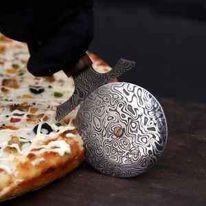 Cuchillo para Pizza de Acero de Damasco de Primera Calidad, Hecho a Mano, Estilo Vikingo para Exteriores, con Mango de Madera - Product Image 2
