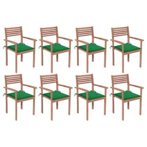 Ensemble de 8 chaises de patio empilables en teck, mobilier de jardin en teck standard - Product Image 1