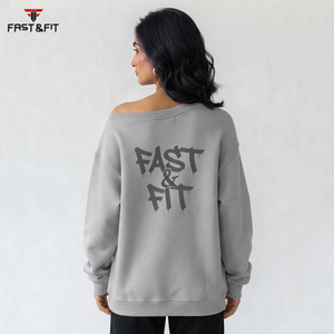Wholesale Price Oversized Women <b>Sweatshirt</b> With Drop <b>Shoulder</b> Soft Fabric Slash neck Streetwear for Winter - Product Image 5