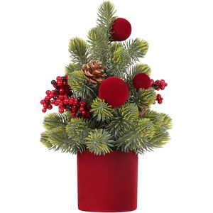 Albero di Natale Artificiale in Velluto Bordeaux da 12 Pollici, Decorazioni da Tavolo per Feste in Casa, Ornamenti a Forma di Palla per Natale - Product Image 2