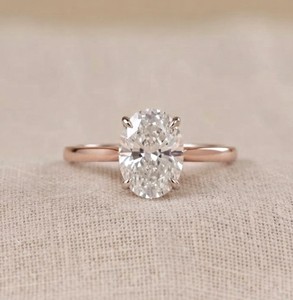 DEF Color VS VVS Clarity Oval Lab Created Diamond Engagement <b>Ring</b> IGI Certified 10K 14K 18K Solid Gold Prong Setting Bridal <b>Ring</b> - Product Image 1
