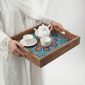 Assiette à dessert moderne de luxe en bois massif, plateau rond écologique pour les fêtes, idéal pour servir des fruits secs et du café - Product Image 1
