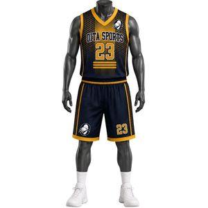Conjunto de Pantalones Cortos y Camiseta de Baloncesto Transpirable en Negro y Amarillo, con Serigrafía, Ligero, Uniforme Deportivo Completo - Product Image 1