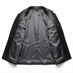 Men's <b>Leather</b> <b>Jacket</b> <b>Blazer</b> Style Button Front Coat Wholesale Clothing Supplier - Product Image 3