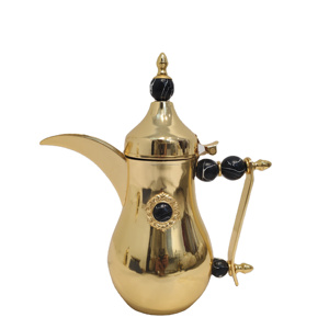 Tetera Árabe Dallah de Moda, Estilo Saudí, con Adornos de Mármol Negro para Hostelería y Decoración del Hogar - Product Image 1