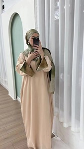 Ensemble 2 pièces Abaya Khimar en mousseline sur mesure pour femme, Robe musulmane, Vêtements islamiques, Vente en gros, Abaya turque unie pour Ramadan et Aïd - Product Image 6