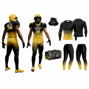Custom American Football Uniform Set Sublimated Jersey Pants <b>Gloves</b> Bag Men's Fitted <b>Moisture</b> Wicking Gradient Color - Product Image 1