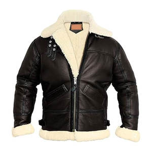 Chaqueta Bomber para Hombre, Chaqueta de Piel de Oveja con Forro de Piel Auténtica, Abrigo Clásico de Invierno, Forro de Piel Cálido y Duradero para Clima Frío - Product Image 1