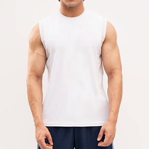 Camiseta Deportiva Personalizada para Hombre, 100% Algodón, Secado Rápido, Camiseta sin Mangas Blanca para Entrenamiento, Camiseta Deportiva Moderna para Gimnasio - Product Image 1