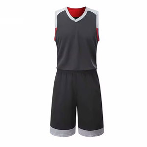 Unisex Basketball Jersey Set Gray Red <b>White</b> <b>V</b>-<b>Neck</b> Sleeveless Moisture Wicking Polyester Adult All Seasons - Product Image 2