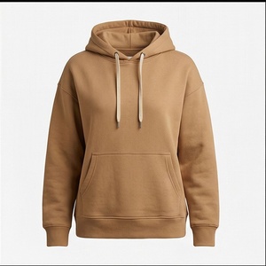 Vêtements pour femmes en molleton de coton épais, coupe oversize, à épaules tombantes, sans cordon, avec logo personnalisé sur le devant, style streetwear, modèle vierge - Product Image 1