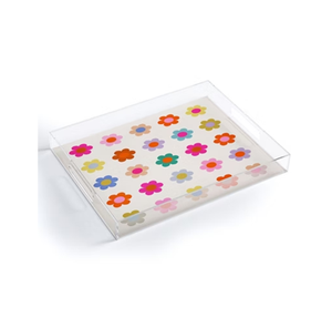 Flower Print Pattern Acrylic Serving Tray Affordable Price Premium Quality For cafe Canteen <b>Coffee</b> <b>Table</b> Organizer Tray - Product Image 1