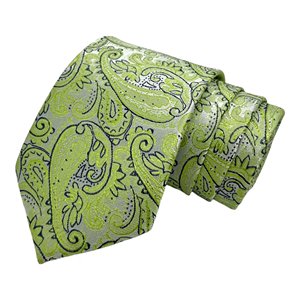 Ensemble cravate et pochette de costume vert lime à motif cachemire de qualité supérieure |   Cravates de luxe pour hommes, collection de cravates formelles pour mariage, affaires, mode, coffret cadeau - Product Image 3