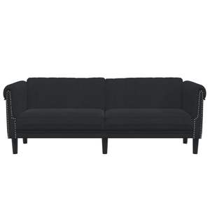 Elegante Sofá Rectangular de 3 Plazas en Terciopelo Negro, Mueble para Sala de Estar - Product Image 4