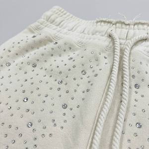 Nouveau pantalon de jogging élégant blanc en cristal, coupe décontractée, jambe large, ourlet brut, taille élastique, style décontracté urbain, OEM - Product Image 4