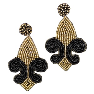 Boucles d'oreilles en perles Fleur De Lis faites à la main dans les couleurs de l'équipe Game Day Sports Fans Style Girls Tailgating Team Spirit Jewelry - Product Image 5