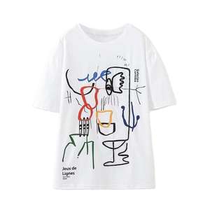 Proveedor de Fábrica de Camisetas para Mujer OEM, Camisetas de Algodón de Alta Calidad con Estampado y Bordado, Corte Holgado para Fabricación de Marca Privada - Product Image 1