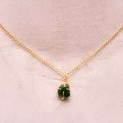 Collar con Colgante de Jade Verde Natural, Plata de Ley 925, Chapado en Plata, Certificado IGI, Engaste de Puntas, Minimalista, Gema Natural - Product Image 2