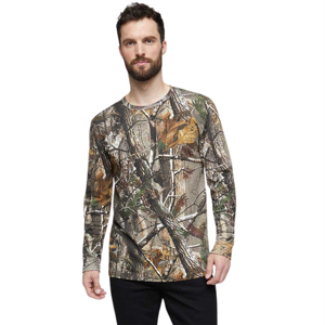 T-shirt camouflage Realtree pour homme, 100 % coton peigné, col rond, manches longues, chasse, extérieur, respirant, chemise camouflage - Product Image 1