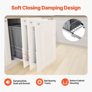 Contenitore per Rifiuti da Cucina a Doppio Scomparto da 50 QT X2, Bidone Estraibile Resistente con Kit per Riciclaggio Intelligente, Capacità 30L - Product Image 6