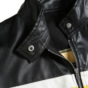 2026 Women's PU Leather Color Block Moto <b>Jacket</b> Stand Collar Full <b>Sleeve</b> Zipper Closure <b>Short</b> Length Autumn Style - Product Image 3