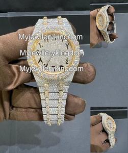 Montre de luxe pour homme en acier inoxydable, sertie de diamants VVS Moissanite - Product Image 1