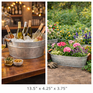 Jardinière ovale galvanisée, jardinière en métal rustique avec poignée, seau à fleurs galvanisé portable, seau en métal, pot à fleurs avec trou de drainage - Product Image 4