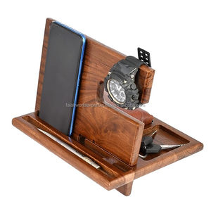Station d'accueil pour téléphone en bois naturel avec porte-clés et support organisateur de montre portefeuille OEM disponible par Falak World Export - Product Image 2