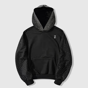 Sweat à capuche pour homme avec strass, faible MOQ, confortable, idéal pour un usage décontracté, tissu doux avec détails scintillants élégants - Product Image 1