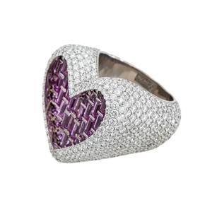 Bague de Fiançailles et de Mariage Hip-Hop en Argent 925 Plaqué Rhodium, Style Romantique, Sertie de Moissanite 10,00 Carats en Forme de Cœur - Product Image 2